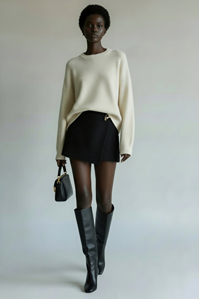 Nostos Algos Siyah Mini Aksesuar Detaylı Şort Etek