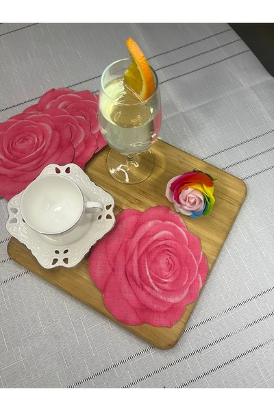 MİNOZA سلسلة الحب: مناديل كوكتيل وتقديم الطعام بتصميم ورود رومانسية، 6 قطع