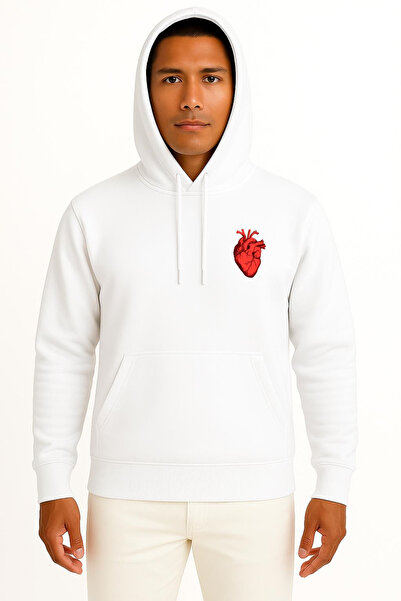 Bahriyeli Collection Hooded Real Heart Pocket Printed Unisex Sweatshirt