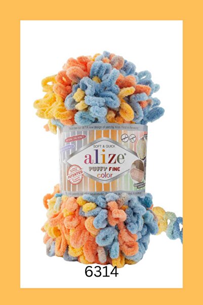 Alize Puffy Fine COLOR 6314 El Örgü Ipliği Küçük Ilmek (TEKLİ) - 100 Gr. 14.5...