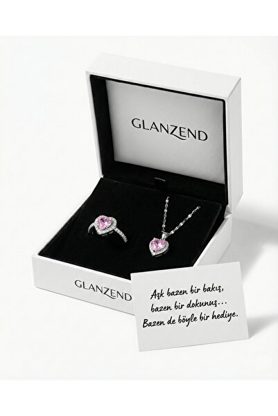GLANZEND Işıltılı Lila Kolye Kalp Ve Yüzük 14 Şubat Sevgililer Günü Hediyesi