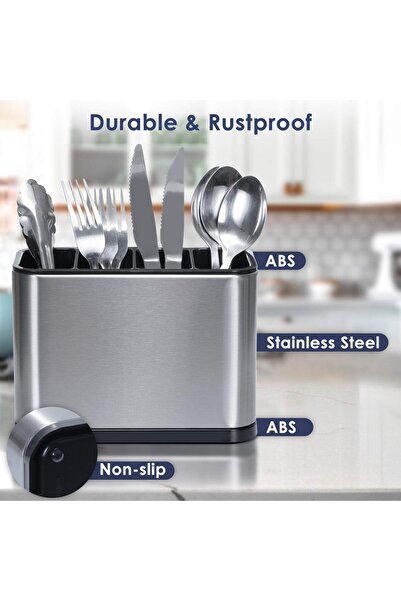 OEM Suport tacamuri , 4 compartimente, inox, picioare cauciuc, baza plastic, drenaj rapid