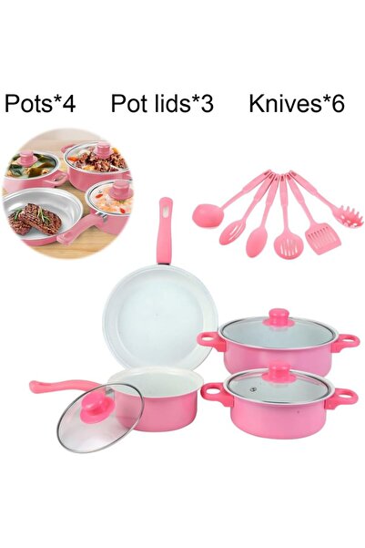 Sultan SULTAN 13 Piece Set, Non-Stick Pots and Pans with Glass Lids, Pink
