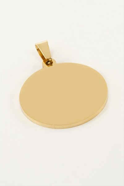 ZERO LAND Lvsqvr Round Name Engravable Steel Pendant (201112) 2.5 Cm-Yellow