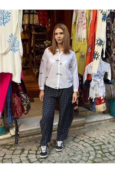 Miss Boheme White Color Spring Bird Embroidered Shirt
