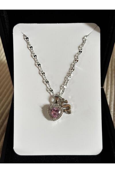 bijoux uniques Steel Pink Heart Letter Women's Necklace