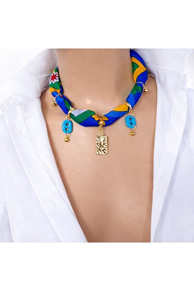 shop Authentic Cotton Fabric Syrian Evil Eye Stone Design Necklace