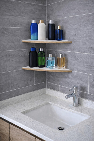 iDekor رف زاوية مثلث الشكل 25 سم |   تصميم بسيط |   مجموعة من 2 |   رف حائط ل...