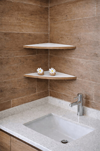 iDekor Triangular Corner Shelf 25 cm |   Minimal Design |   Set of 2 |   Bott...