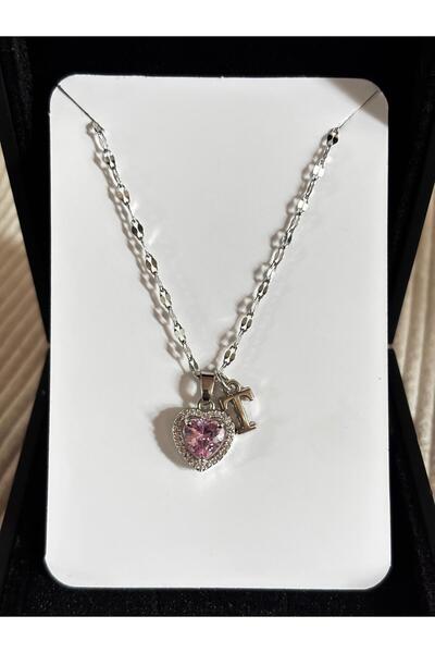 bijoux uniques Steel Pink Heart Letter Women's Necklace