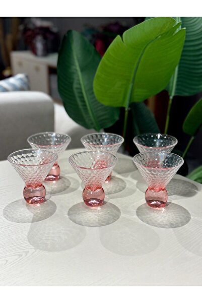 ROY KING Royking Ayaklı Dondurmalık Balık Sırtı Pembe Kase Kokteyl Bardak YV-349