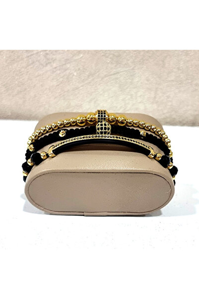 FashionForYou Set Forever Love, trei brățări, bile din oțel inoxidabil și cri...