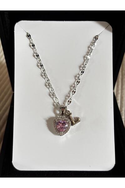 bijoux uniques Steel Pink Heart Letter Women's Necklace