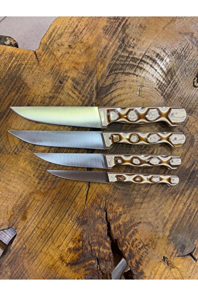 Sürmene Bıçağı Sürmene Bıçak Seti - Kahverengi Beyaz - Mutfak Bıçak Seti - 41...