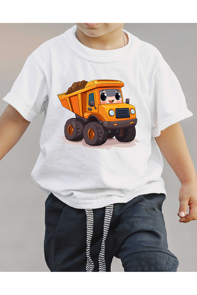 F17 Ajans С принт с къс ръкав за момчета от 100% памук с принт на камион