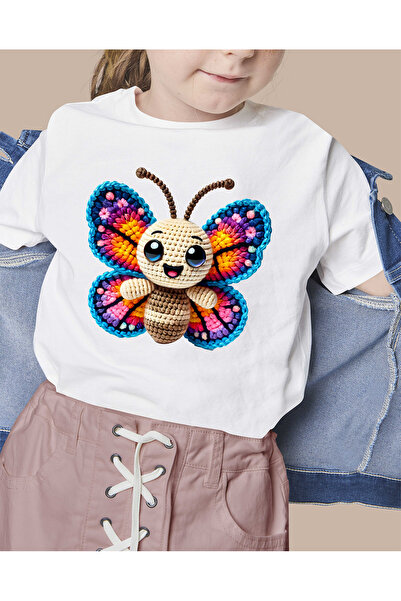 F17 Ajans Pletena majica sa šarenim leptirima Štampano 100% pamuk za devojčic...