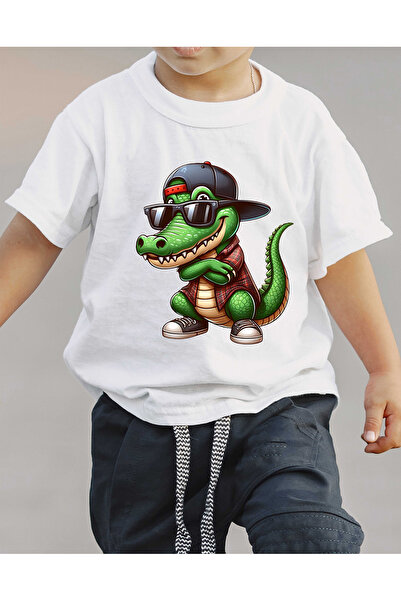 F17 Ajans Krokodil sa šeširom Štampano 100% pamuk Majica kratkih rukava za de...