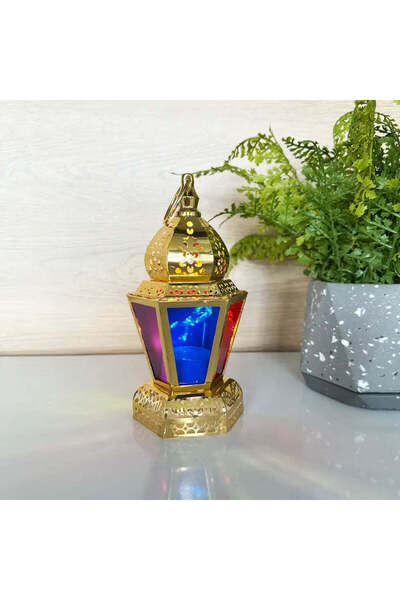 LAVELLO Decorative Glass LED Table Lantern - Gold