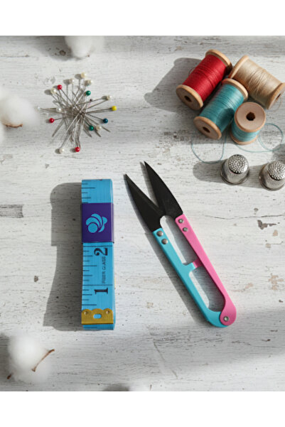 Generic طقم خياطة من قطعتين: مقص خيوط دقيق وشريط خياطة احترافي