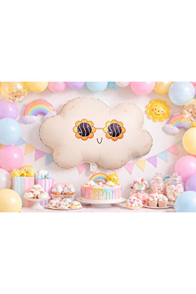 Partifabrik Retro Cute Cloud Balloon with Glasses 58-44 cm