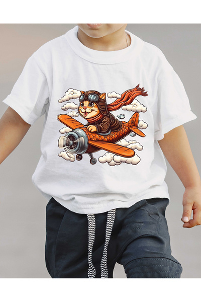 F17 Ajans Tricou pentru băieți cu mânecă scurtă, 100% bumbac, cu imprimeu Pis...