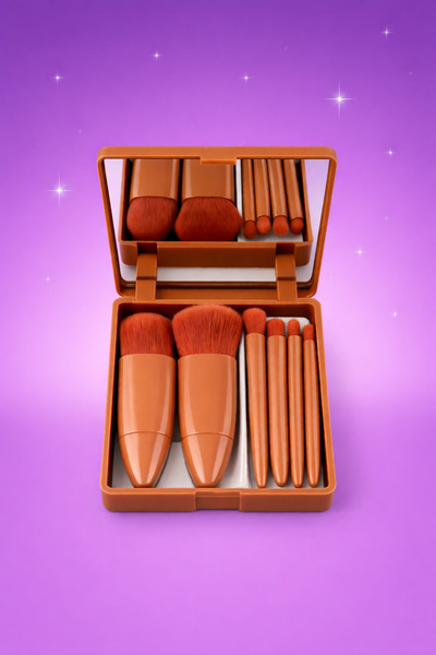 KLESA 5-Piece Portable Mirrored Makeup Brush Set – Compact, Travel-Friendly