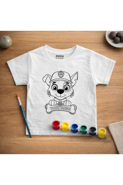 BaskılıTshirt İsim Yazılabilen Paw Patrol Çocuk Tişört Boyama Seti – Full Set...