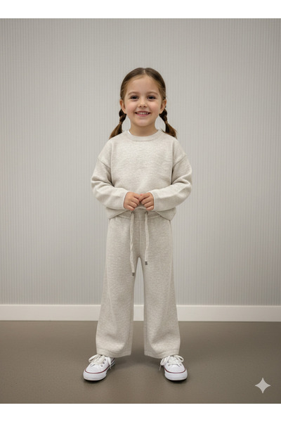 ADA YILDIZ KİDS Set de tricotaje pentru fete, jos și sus, culoare bej, 3/7 ani