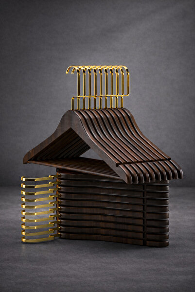 Onouqo 24’lü Ahşap Elbise Askı Seti – Premium Kalite – Gömlek, Pantolon ve Et...