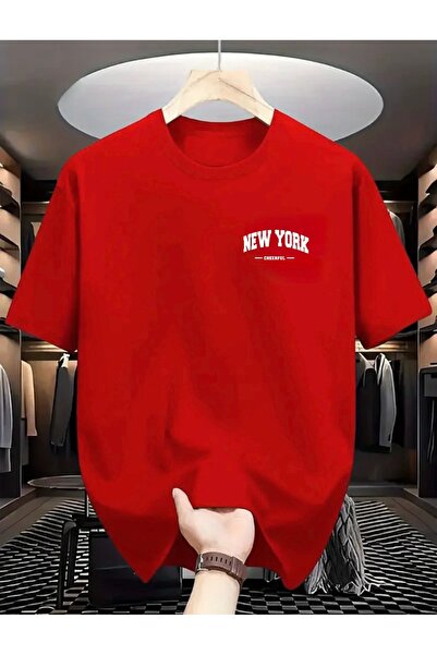 FUFLUNS New York Cheerful Cep Printed Oversized Crewneck T-Shirt