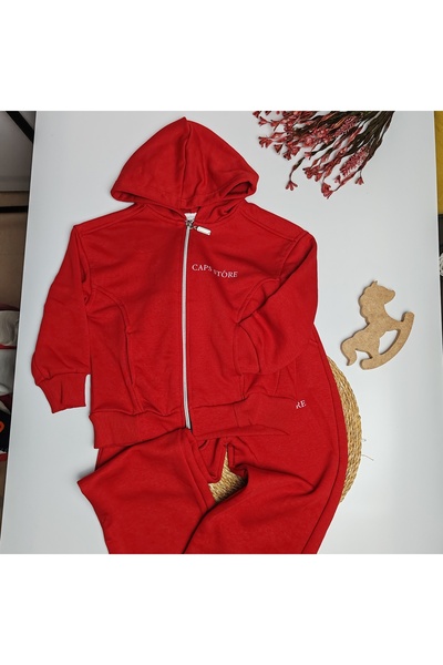moda rüyası Printed Girl's Red Tracksuit Set