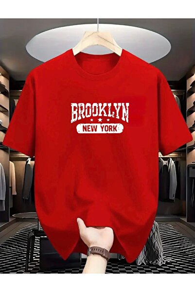 FUFLUNS Brooklyn Star Printed Oversized Crew Neck Men's T-Shirt