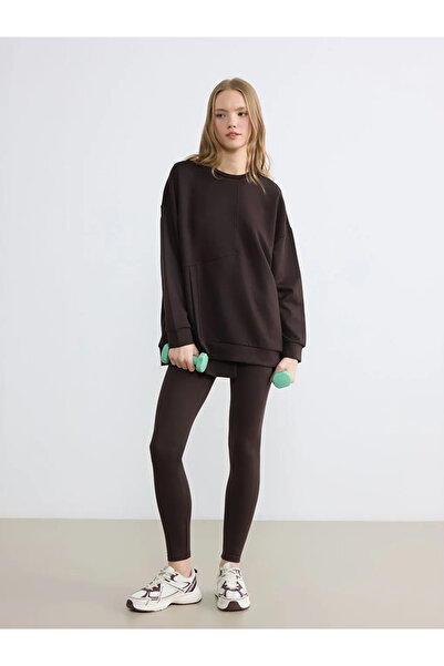 LC Waikiki KOOR SPORT Kahverengi Soft Touch Oversize Kadın Sweatshirt