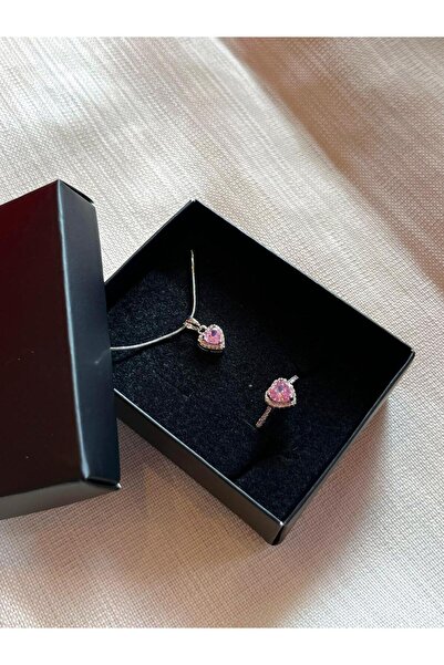 D&Z ACCESSORİES Kadınlar Günü Hediye Kutusu | 2'li Hediye Seti Pembe Taşlı Ka...