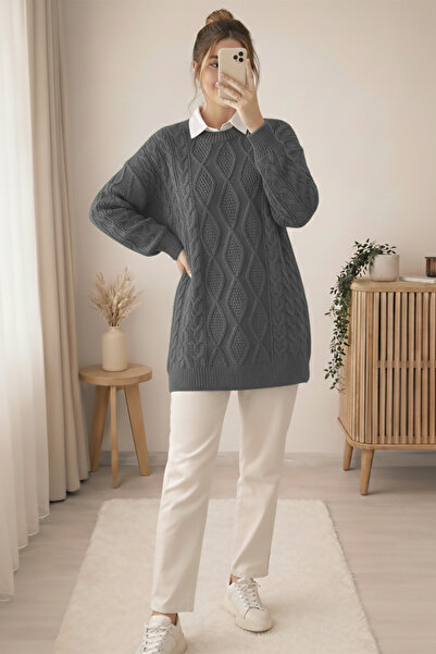 MODAQU Knitted Pattern Casual Knitwear Sweater - Smoked