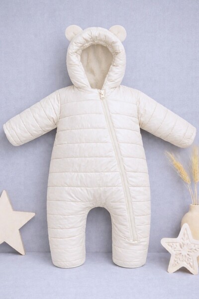 DeKuBaby Yeni Sezon Kapitone Tek Fermuarlı İç Astarı Polar, Kapüşonlu Bebek/Ç...