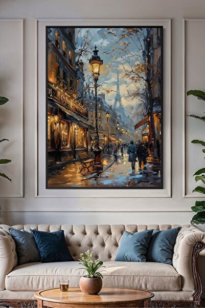 ARTAN GALLERY İtalyan Kadife Paris Sokak Duvar Tablosu | Yağlı Boya Görünümlü...