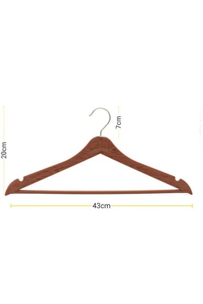 VARLIQ 12 Pieces of Clothes Hangers Wood Look Plastic Hangers Brown