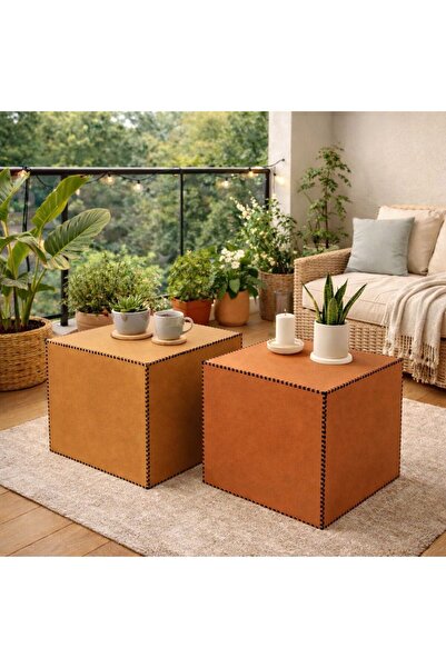 MK Design Turuncu ve kiremit rengi Küp kare yan sehpa - orta sehpa - konsept ...