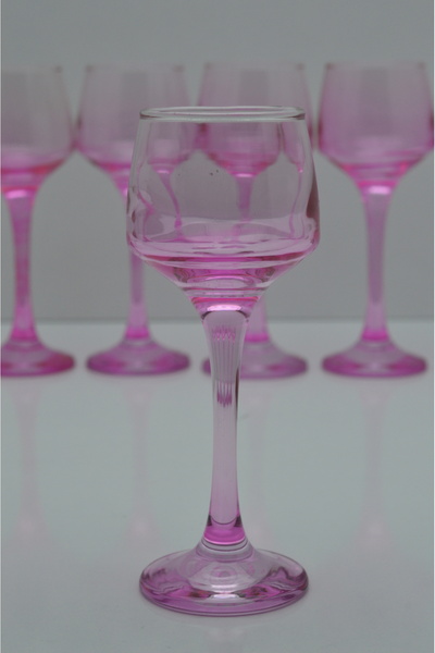 CAM 6'LI PEMBE RENK KAHVE YANI SU BARDAK