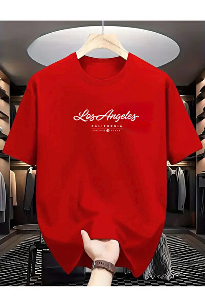 FUFLUNS Los Angeles Printed Oversized Crewneck Men's T-Shirt