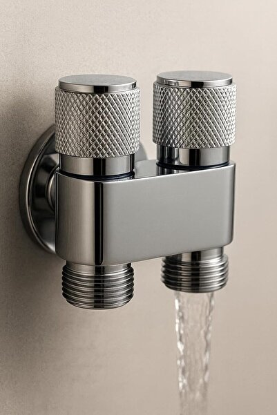 Plumber Bathware صمام زاوية تحكم مزدوج من فالدينو™، مخرج مزدوج، مدخل واحد مع ...