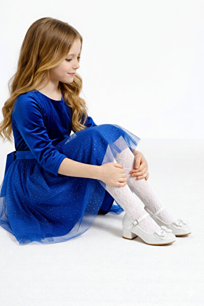 markasende Princess Girl's Kromi Printed Heeled Shoes, Glittery, with Bow, Ev...