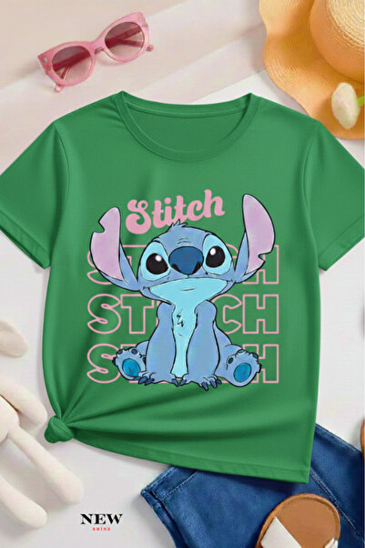 New Shine تي شيرت مطبوع عليه ستيتش للأطفال من الجنسين