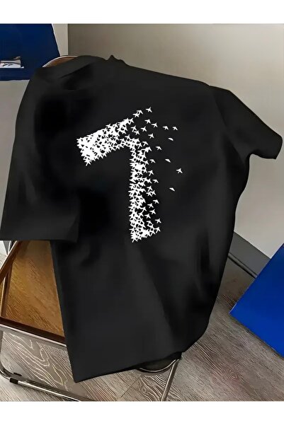 FUFLUNS تي شيرت UÇAN 7 مطبوع ذو ياقة دائرية كبيرة الحجم