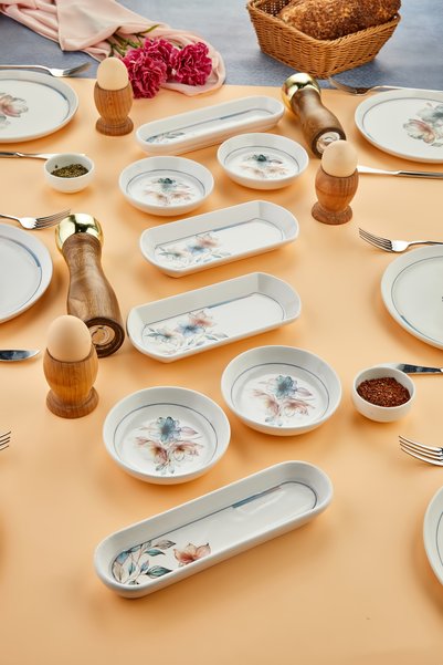 ers erbaşlar Bright Floral Patterned 14-Piece Luxury Breakfast Set for 6 People, Breakfast Set