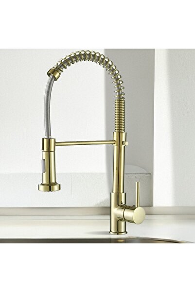 banyosepeti صنبور المطبخ الصناعي بروفليكس جولد ذو اللولب الذهبي - عالي الضغط،...