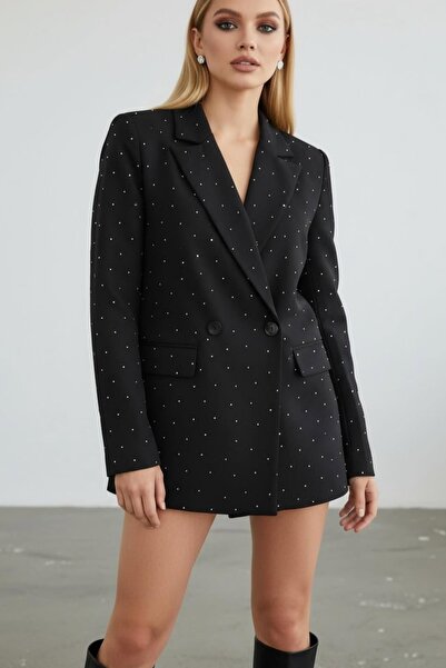 Safgiyim44 Black Stone Blazer Lined Jacket