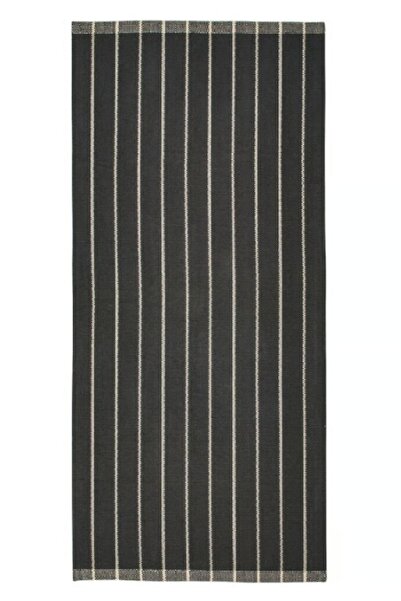 DavidaHome Covor, lavabil, geometric, 180 x 80 cm, negru cu dungi bej