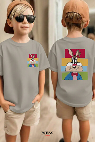 New Shine تي شيرت للأطفال مطبوع عليه شخصيات كرتونية للجنسين